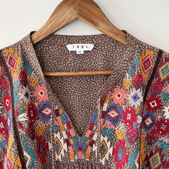 THML Multicolor Floral Embroidered Blouse Size Medium EUC - Picture 3 of 16